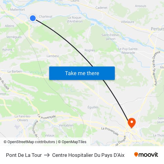Pont De La Tour to Centre Hospitalier Du Pays D'Aix map