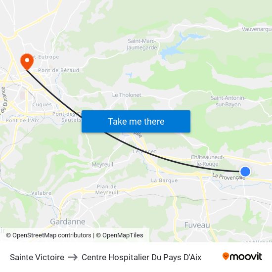 Sainte Victoire to Centre Hospitalier Du Pays D'Aix map
