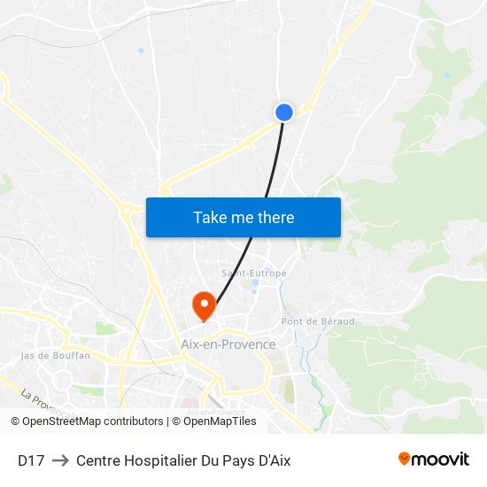 D17 to Centre Hospitalier Du Pays D'Aix map