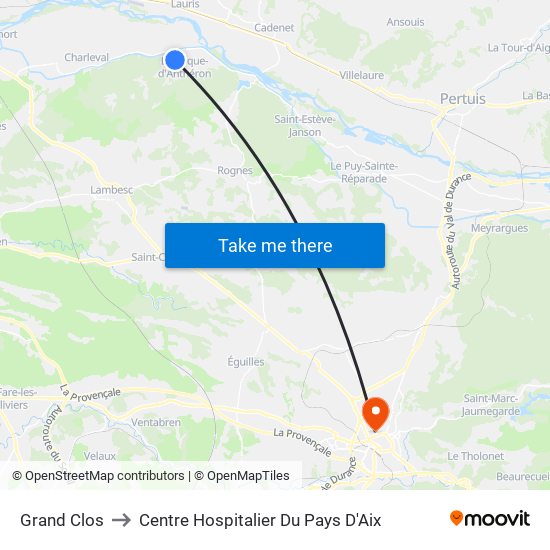Grand Clos to Centre Hospitalier Du Pays D'Aix map