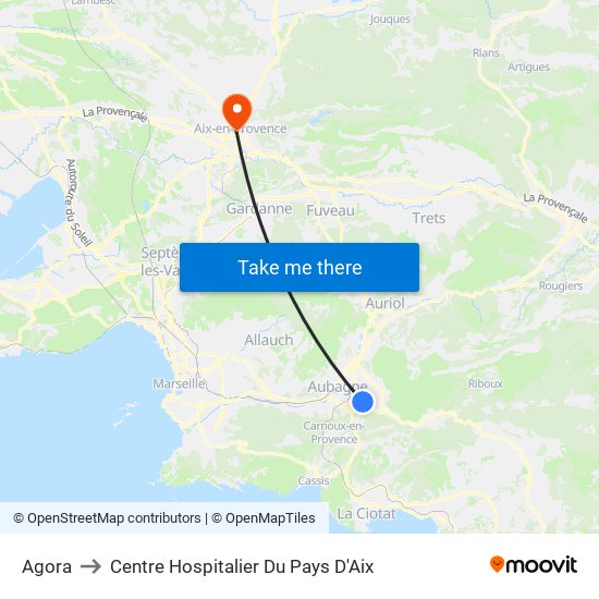 Agora to Centre Hospitalier Du Pays D'Aix map