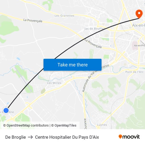 De Broglie to Centre Hospitalier Du Pays D'Aix map