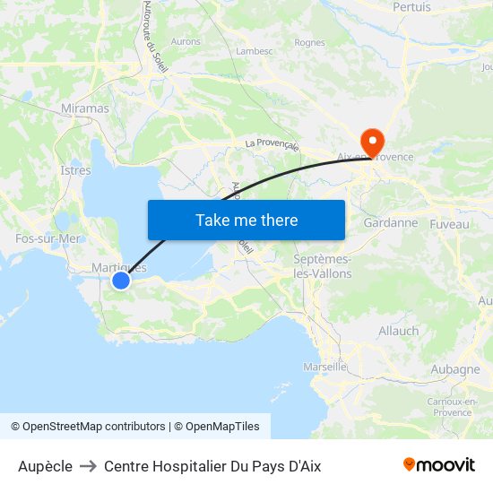 Aupècle to Centre Hospitalier Du Pays D'Aix map
