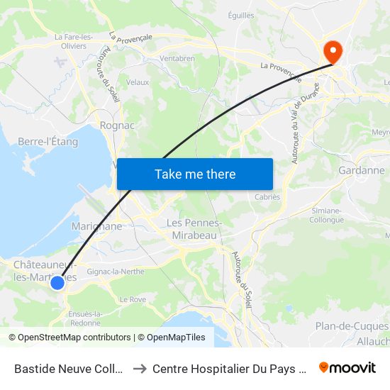Bastide Neuve Collège to Centre Hospitalier Du Pays D'Aix map