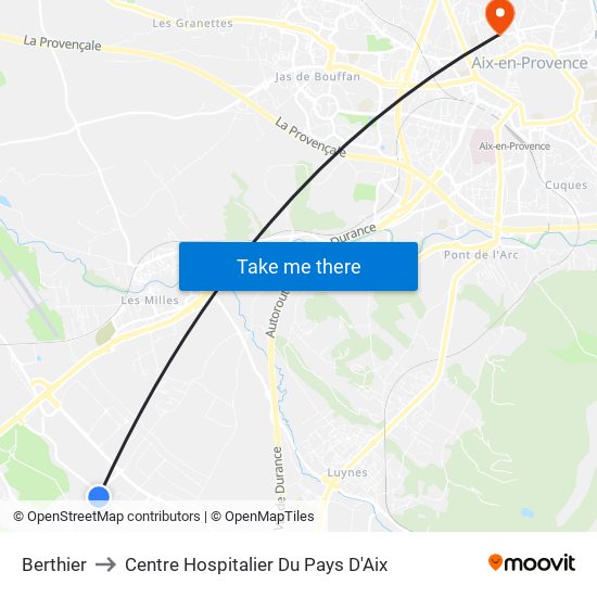Berthier to Centre Hospitalier Du Pays D'Aix map