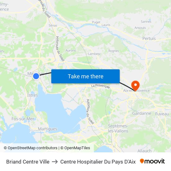 Briand Centre Ville to Centre Hospitalier Du Pays D'Aix map