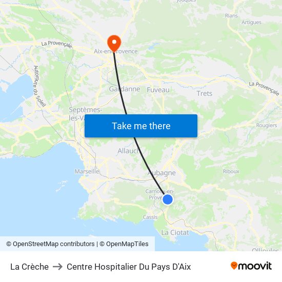 La Crèche to Centre Hospitalier Du Pays D'Aix map