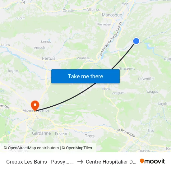 Greoux Les Bains - Passy _ Greouxlesbains to Centre Hospitalier Du Pays D'Aix map