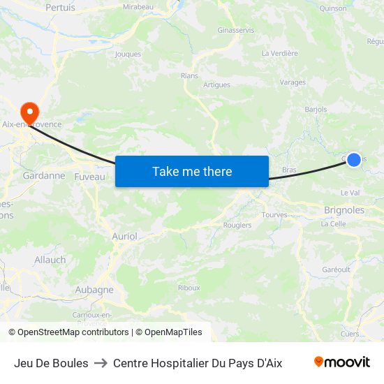 Jeu De Boules to Centre Hospitalier Du Pays D'Aix map