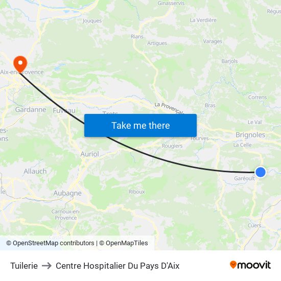 Tuilerie to Centre Hospitalier Du Pays D'Aix map