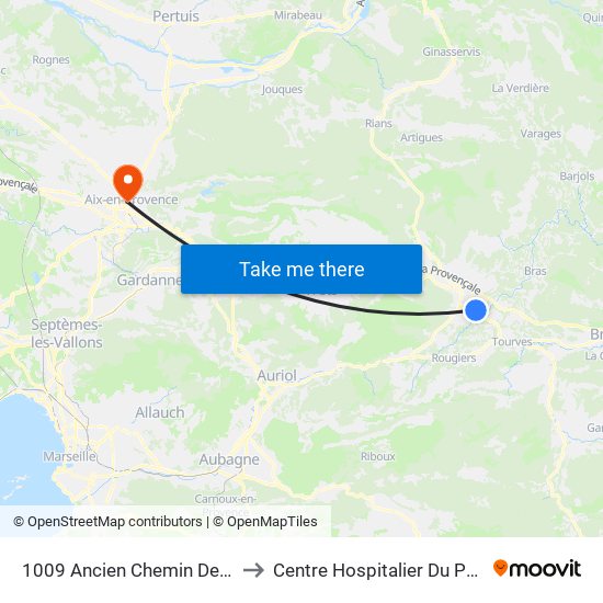 1009 Ancien Chemin De Tourves to Centre Hospitalier Du Pays D'Aix map