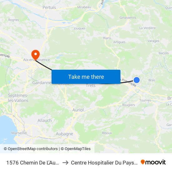 1576 Chemin De L'Auvière to Centre Hospitalier Du Pays D'Aix map