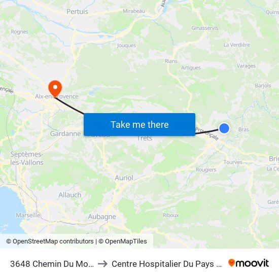 3648 Chemin Du Moulin to Centre Hospitalier Du Pays D'Aix map