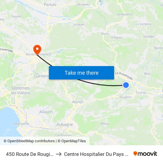 450 Route De Rougiers to Centre Hospitalier Du Pays D'Aix map