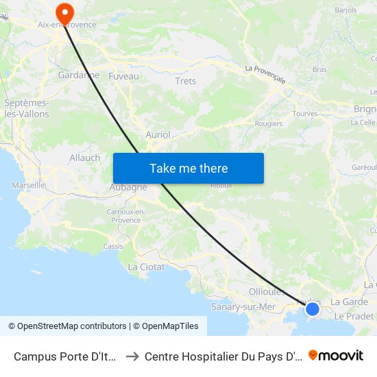 Campus Porte D'Italie to Centre Hospitalier Du Pays D'Aix map