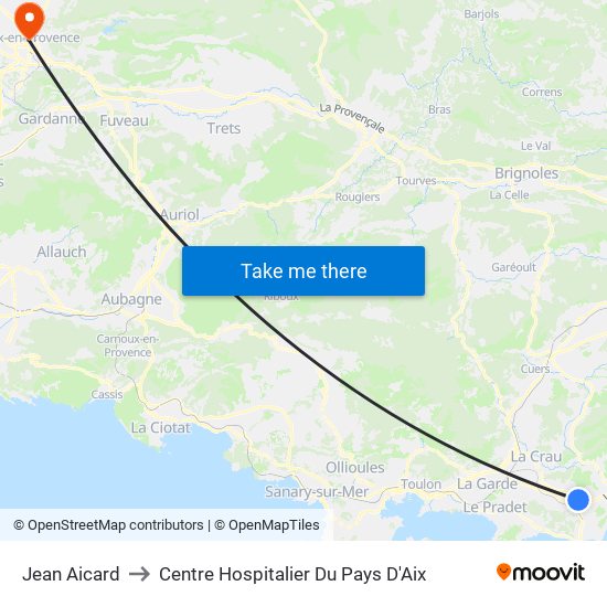 Jean Aicard to Centre Hospitalier Du Pays D'Aix map
