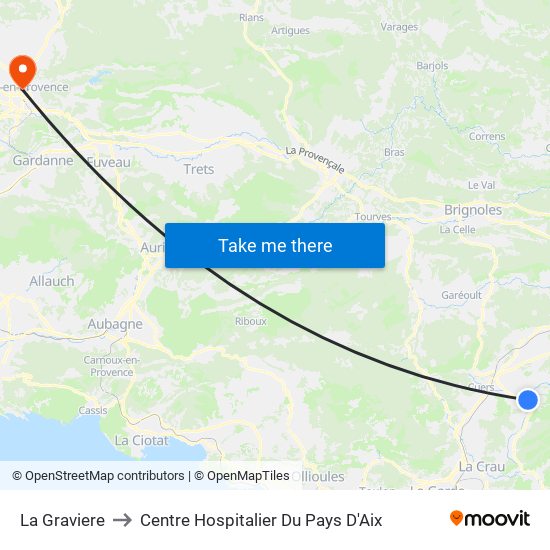 La Graviere to Centre Hospitalier Du Pays D'Aix map