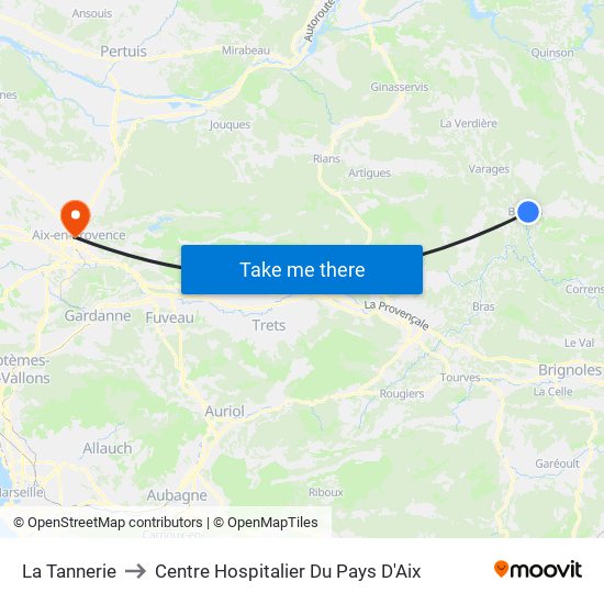 La Tannerie to Centre Hospitalier Du Pays D'Aix map