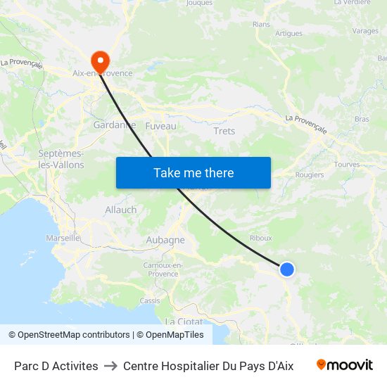 Parc D Activites to Centre Hospitalier Du Pays D'Aix map