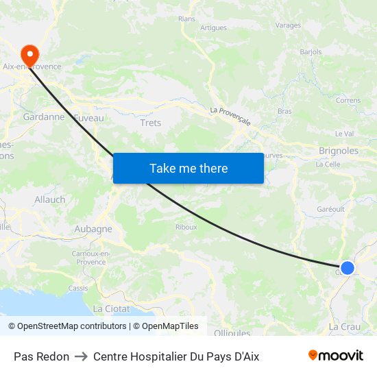 Pas Redon to Centre Hospitalier Du Pays D'Aix map