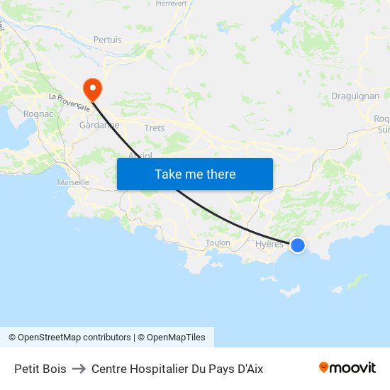 Petit Bois to Centre Hospitalier Du Pays D'Aix map