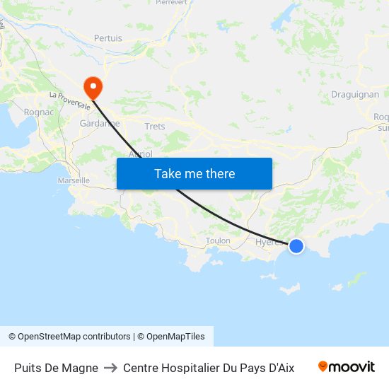 Puits De Magne to Centre Hospitalier Du Pays D'Aix map