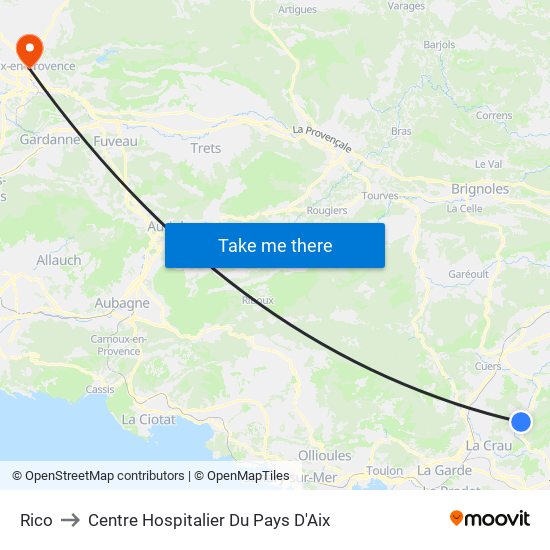 Rico to Centre Hospitalier Du Pays D'Aix map