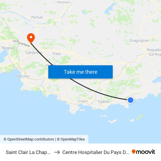 Saint Clair La Chapelle to Centre Hospitalier Du Pays D'Aix map