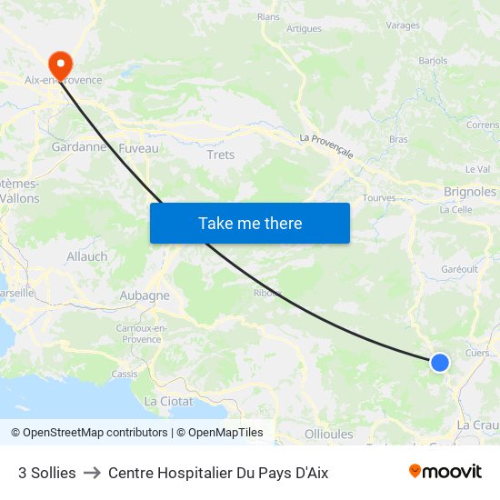 3 Sollies to Centre Hospitalier Du Pays D'Aix map