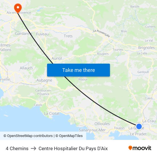 4 Chemins to Centre Hospitalier Du Pays D'Aix map