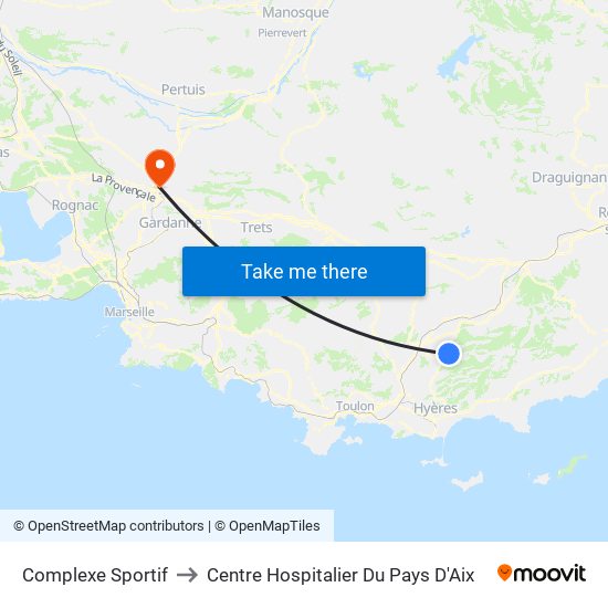 Complexe Sportif to Centre Hospitalier Du Pays D'Aix map