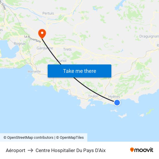 Aéroport to Centre Hospitalier Du Pays D'Aix map