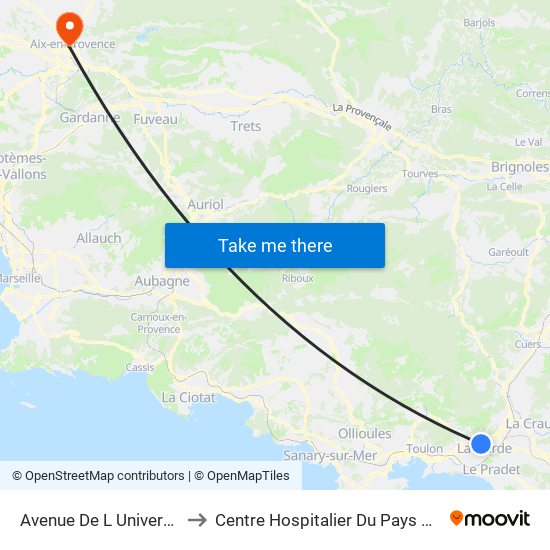 Avenue De L Universite to Centre Hospitalier Du Pays D'Aix map