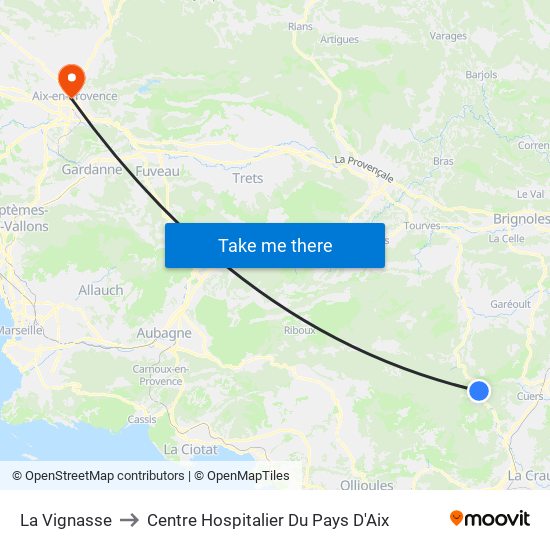 La Vignasse to Centre Hospitalier Du Pays D'Aix map