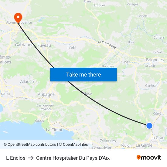 L Enclos to Centre Hospitalier Du Pays D'Aix map