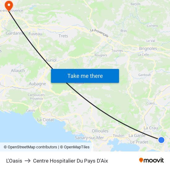 L'Oasis to Centre Hospitalier Du Pays D'Aix map