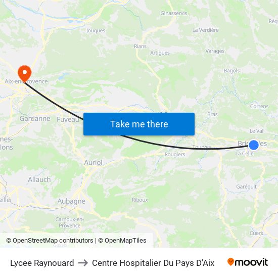 Lycee Raynouard to Centre Hospitalier Du Pays D'Aix map
