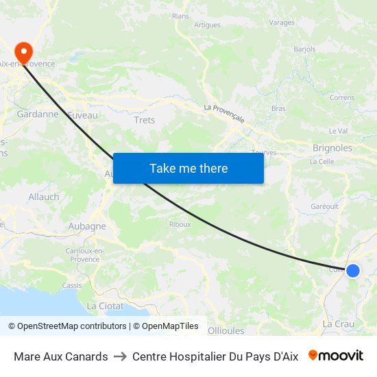 Mare Aux Canards to Centre Hospitalier Du Pays D'Aix map