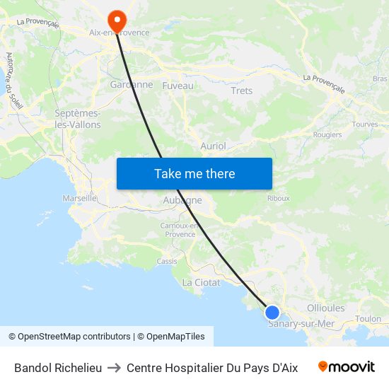Bandol Richelieu to Centre Hospitalier Du Pays D'Aix map
