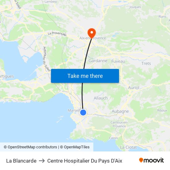 La Blancarde to Centre Hospitalier Du Pays D'Aix map