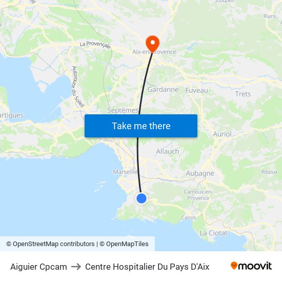 Aiguier Cpcam to Centre Hospitalier Du Pays D'Aix map