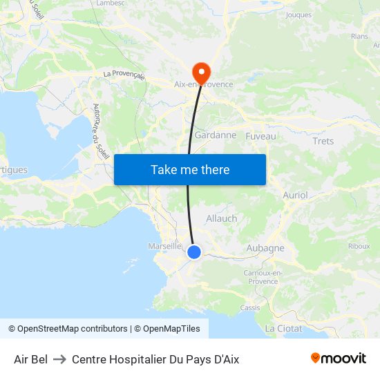 Air Bel to Centre Hospitalier Du Pays D'Aix map