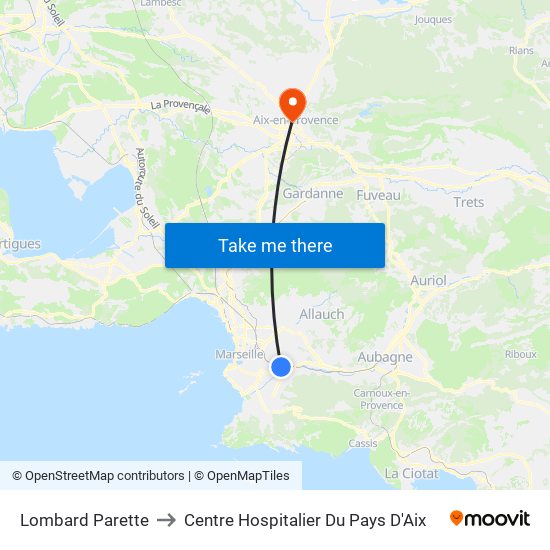 Lombard Parette to Centre Hospitalier Du Pays D'Aix map