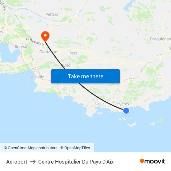 Aéroport to Centre Hospitalier Du Pays D'Aix map