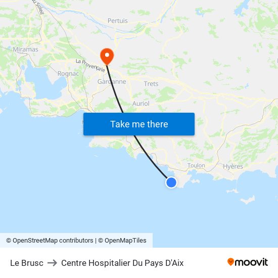 Le Brusc to Centre Hospitalier Du Pays D'Aix map