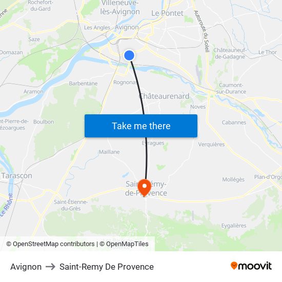 Avignon to Saint-Remy De Provence map