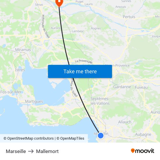 Marseille to Mallemort map