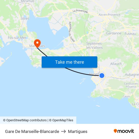 Gare De Marseille-Blancarde to Martigues map