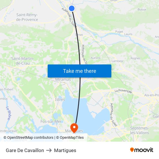 Gare De Cavaillon to Martigues map