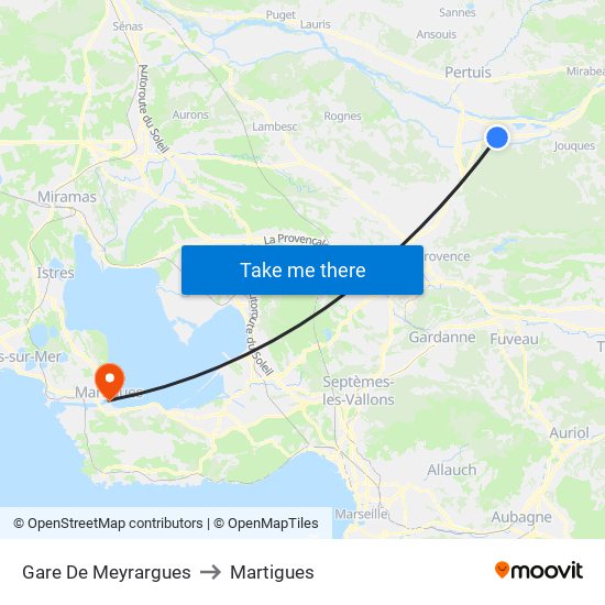 Gare De Meyrargues to Martigues map